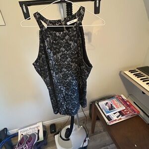 BCBGeneration Black Floral Lace Halter Cami